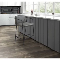 Burke Faux Leather Counter Height Barstool With Metal Frame Brown - Madison Park