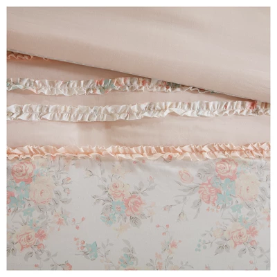 Desiree Cotton Percale Comforter Bedding Set With Euro And Bedskirt Blush - Madison Park 2 Desiree Cotton Percale Comforter Bedding Set With Euro And Bedskirt Blush - Madison Park - Image 2