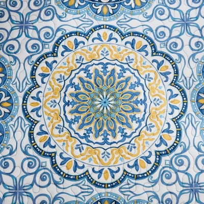 6Pcs Daybed Cover Set Quilted Reversible Medallion Print With Embroidery And Striped Reverses Polyester Cotton Blend 4 6Pcs Daybed Cover Set Quilted Reversible Medallion Print With Embroidery And Striped Reverses Polyester Cotton Blend - Image 4