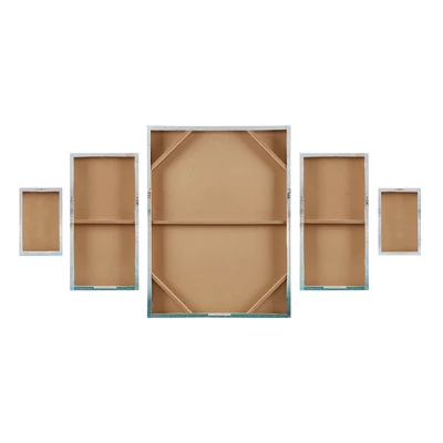 (Set Of 5) Glistening Marble Gel Coat Canvas Sand Decorative Wall Art Set Blue 5 (Set Of 5) Glistening Marble Gel Coat Canvas Sand Decorative Wall Art Set Blue - Image 5