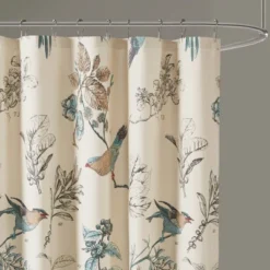 Ramsey Birds Cotton Printed Shower Curtain Khaki
