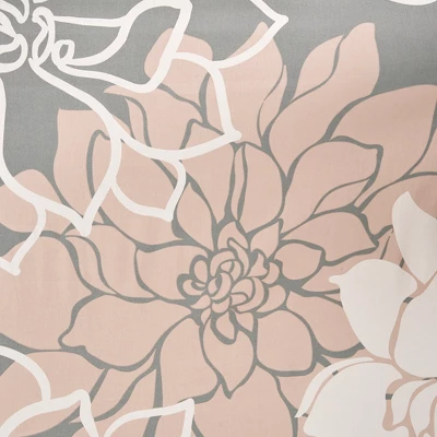 Jane Floral Cotton Shower Curtain Gray/Blush - Madison Park 1 Jane Floral Cotton Shower Curtain Gray/Blush - Madison Park