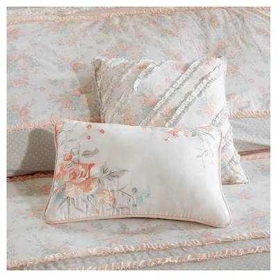Desiree Cotton Percale Comforter Bedding Set With Euro And Bedskirt Blush - Madison Park 5 Desiree Cotton Percale Comforter Bedding Set With Euro And Bedskirt Blush - Madison Park - Image 5