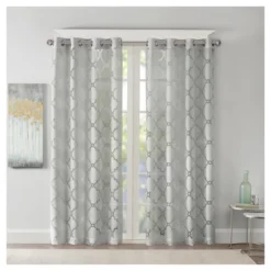 Zoe Fretwork Burnout Sheer Curtain Panel