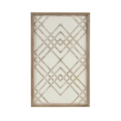 Exton Geo Carved Decorative Wall Wood Panel Natural/White - Madison Park
