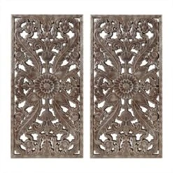 2pc Botanical Carved Wall Decor Panel Set Bronze - Madison Park