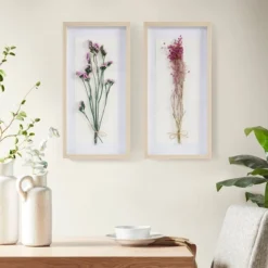 2pc Avant Garden Floral Shadowbox Set Natural - Madison Park